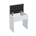 Coiffeuse avec tabouret rembourré, miroir, ampoules à 3 couleurs d'éclairage, station de charge et support pour sèche-cheveux - ModernLuxe