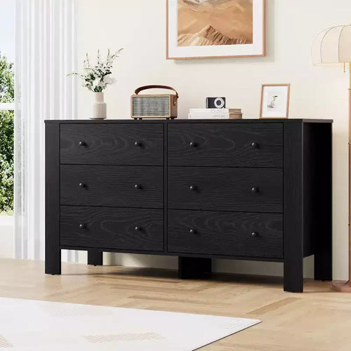 6 Drawer Dresser for Bedroom, Modern Wide Dresser Organizer with Storage Drawers, Wooden Chests of Drawers for Living room, Entryway, Home Office