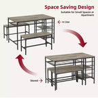 Ensemble de salle à manger 4 places, table de cuisine avec 2 bancs, casier à vin et étagère de rangement, ensemble de table de salle à manger rectangulaire, ensemble de salle à manger 3 pièces