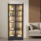 Vitrine VEVOR avec portes, vitrine éclairée de 170 cm de haut avec 2 étagères réglables, vitrine à collectionner à 5 niveaux, noire