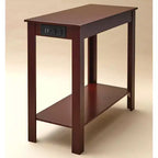 Table d'appoint étroite Lakeside Collection avec station de charge - Ports USB et prises de courant -