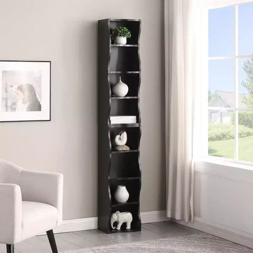 8-Tier Tall Decorative Bookshelf with Open Display Shelves, Modern Narrow Floor-Standing Display Case for Living Room or Home Office-Panipeachy