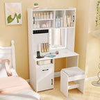 Coiffeuse Costway 100 cm avec miroir, lumières, prises de courant, luminosité réglable et étagères