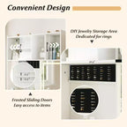 Coiffeuse Costway 100 cm avec miroir, lumières, prises de courant, luminosité réglable et étagères