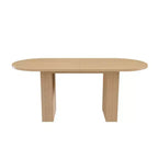 Table à manger ovale pour 6 personnes 160 cm Table de cuisine de ferme avec base à lattes en bois Grande table de salle à manger ronde à pied central pour salon Naturel
