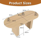 Table à manger ovale pour 6 personnes 160 cm Table de cuisine de ferme avec base à lattes en bois Grande table de salle à manger ronde à pied central pour salon Naturel