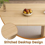 Table à manger ovale pour 6 personnes 160 cm Table de cuisine de ferme avec base à lattes en bois Grande table de salle à manger ronde à pied central pour salon Naturel