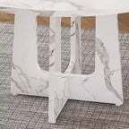 Table à manger ronde de 47 pouces pour 4 personnes, table de ferme en MDF avec finition marbre blanc, capacité de 300 lb, assemblage facile pour salle à manger, cuisine, salon