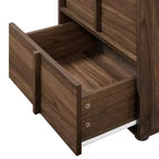 LuxenHome Table de chevet et table d'appoint 21,65 po noyer avec deux tiroirs de rangement en bois manufacturé durable marron