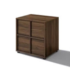 LuxenHome Table de chevet et table d'appoint 21,65 po noyer avec deux tiroirs de rangement en bois manufacturé durable marron
