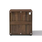 LuxenHome Table de chevet et table d'appoint 21,65 po noyer avec deux tiroirs de rangement en bois manufacturé durable marron