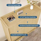 Meuble à chaussures cannelé, range-chaussures étroit autoportant Organisateur de rangement en bois avec porte coulissante et 2 tiroirs et étagères réglables pour la maison