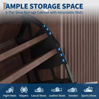 Meuble à chaussures cannelé, range-chaussures étroit autoportant Organisateur de rangement en bois avec porte coulissante et 2 tiroirs et étagères réglables pour la maison