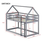Lit superposé cabane jumeau sur jumeau pour enfants et adolescents, cadre de lit superposé en bois avec barrières de sécurité et échelle