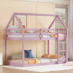 Lit superposé cabane jumeau sur jumeau pour enfants et adolescents, cadre de lit superposé en bois avec barrières de sécurité et échelle