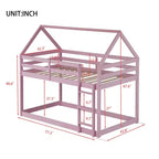 Lit superposé cabane jumeau sur jumeau pour enfants et adolescents, cadre de lit superposé en bois avec barrières de sécurité et échelle