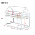 Lit superposé cabane jumeau sur jumeau pour enfants et adolescents, cadre de lit superposé en bois avec barrières de sécurité et échelle
