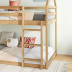 Lit superposé cabane jumeau sur jumeau pour enfants et adolescents, cadre de lit superposé en bois avec barrières de sécurité et échelle