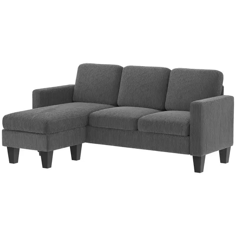 HOMCOM Canapé d'angle 73 places en forme de L avec méridienne ou pouf réversible