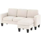 HOMCOM Canapé d'angle 73 places en forme de L avec méridienne ou pouf réversible