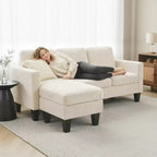 HOMCOM Canapé d'angle 73 places en forme de L avec méridienne ou pouf réversible