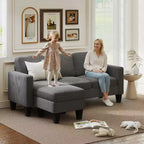 HOMCOM Canapé d'angle 73 places en forme de L avec méridienne ou pouf réversible