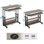 Table d'appoint Lantine portable avec prises de courant, table d'ordinateur portable réglable en hauteur avec ports USB pour canapé, chevet, bureau debout mobile