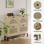 Meuble de rangement pour chaussures avec 4 tiroirs basculants, organiseur de chaussures avec poignées carrées, étagère à chaussures réglable pour entrée, salon, chambre à coucher