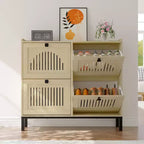 Meuble de rangement pour chaussures avec 4 tiroirs basculants, organiseur de chaussures avec poignées carrées, étagère à chaussures réglable pour entrée, salon, chambre à coucher