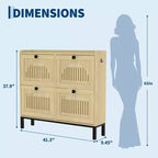 Meuble de rangement pour chaussures avec 4 tiroirs basculants, organiseur de chaussures avec poignées carrées, étagère à chaussures réglable pour entrée, salon, chambre à coucher