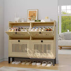Meuble de rangement pour chaussures avec 4 tiroirs basculants, organiseur de chaussures avec poignées carrées, étagère à chaussures réglable pour entrée, salon, chambre à coucher