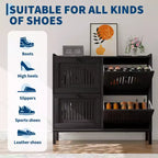 Meuble de rangement pour chaussures avec 4 tiroirs basculants, organiseur de chaussures avec poignées carrées, étagère à chaussures réglable pour entrée, salon, chambre à coucher