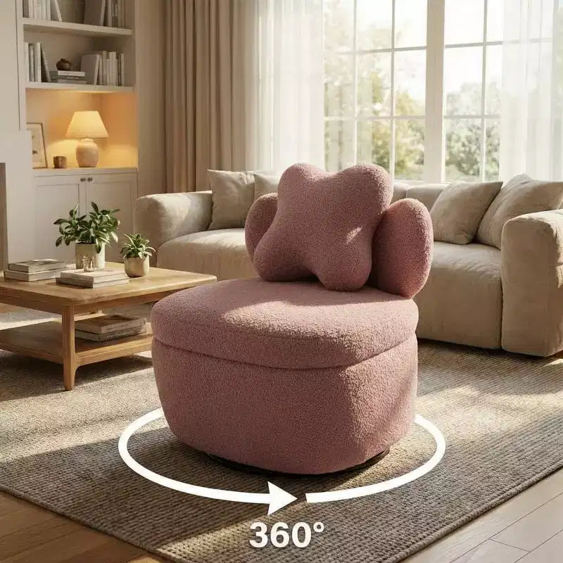 Fauteuil pivotant COZONY 360 avec rangement caché, chaise ergonomique en forme de baquet avec rembourrage moelleux pour salon, chambre et bureau