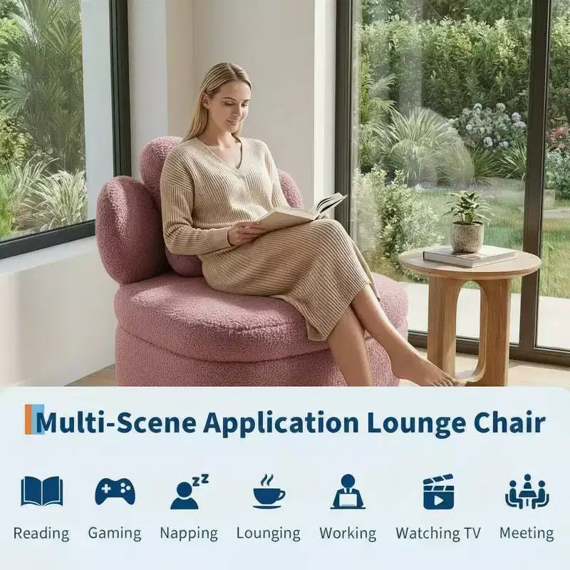 Fauteuil pivotant COZONY 360 avec rangement caché, chaise ergonomique en forme de baquet avec rembourrage moelleux pour salon, chambre et bureau