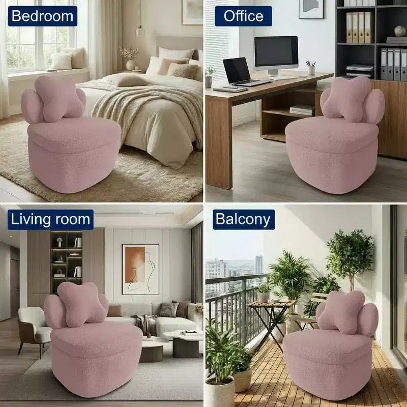 Fauteuil pivotant COZONY 360 avec rangement caché, chaise ergonomique en forme de baquet avec rembourrage moelleux pour salon, chambre et bureau