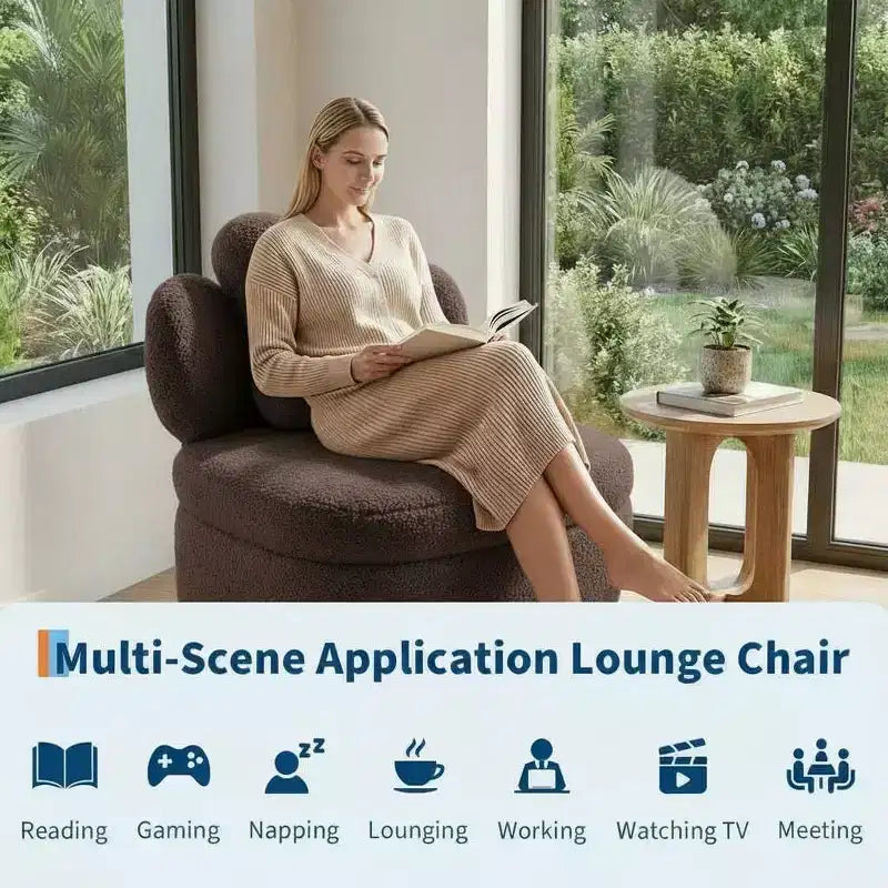 Fauteuil pivotant COZONY 360 avec rangement caché, chaise ergonomique en forme de baquet avec rembourrage moelleux pour salon, chambre et bureau
