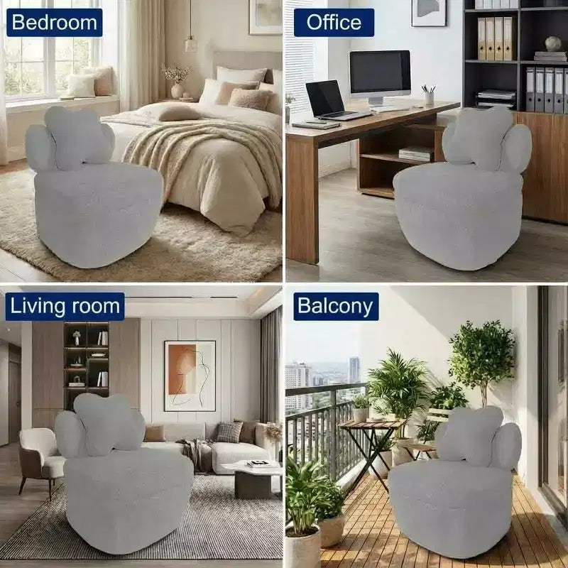 Fauteuil pivotant COZONY 360 avec rangement caché, chaise ergonomique en forme de baquet avec rembourrage moelleux pour salon, chambre et bureau