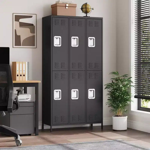 6 Doors Employee Lockers for Office, Metal Storage Locker Combination, Lockable Employee's Metal Locker with Door, Industrial Storage Lockers