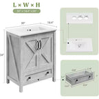 Meuble de salle de bain 60 cm avec lavabo en céramique et porte à fermeture douce - Rangement compact pour petites salles de bain