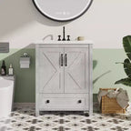 Meuble de salle de bain 60 cm avec lavabo en céramique et porte à fermeture douce - Rangement compact pour petites salles de bain