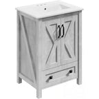 Meuble de salle de bain 60 cm avec lavabo en céramique et porte à fermeture douce - Rangement compact pour petites salles de bain
