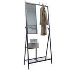Coat Rack with Mirror & Shoe Storage, Industrial Hall Tree with Aluminum Frame, Entryway Organizer for Living Room Bedroom, Rustic Brown & Black