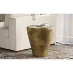 Table d'appoint McCoy Contemporary de 43 cm de large en fonte d'aluminium laiton antique, entièrement assemblée