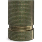 Table d'appoint Ambroise style industriel moderne en aluminium moulé, 33 cm de large, patine vert clair, entièrement assemblée