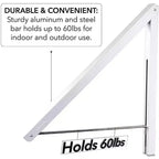 Séchoir mural rétractable pliable simple, blanc (20 pièces)