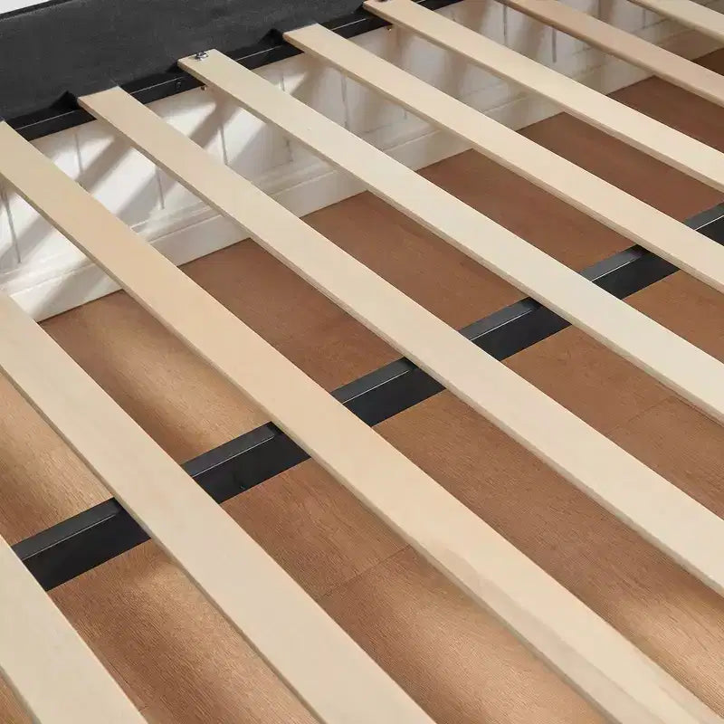 Bellemave Lit de repos double à carreaux vichy avec port USB et lit gigogne coulissant, Cadre de lit en forme de vague pour chambre et salon.