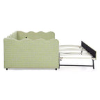 Bellemave Lit de repos double à carreaux vichy avec port USB et lit gigogne coulissant, Cadre de lit en forme de vague pour chambre et salon.