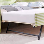 Bellemave Lit de repos double à carreaux vichy avec port USB et lit gigogne coulissant, Cadre de lit en forme de vague pour chambre et salon.