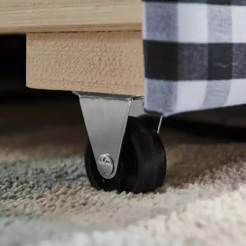 Bellemave Lit de repos double à carreaux vichy avec port USB et lit gigogne coulissant, Cadre de lit en forme de vague pour chambre et salon.