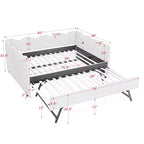 Bellemave Lit de repos double à carreaux vichy avec port USB et lit gigogne coulissant, Cadre de lit en forme de vague pour chambre et salon.
